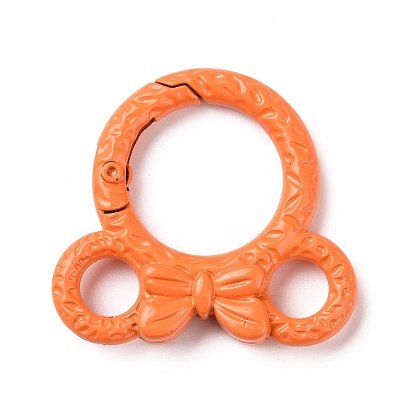 Spray Painted Alloy Spring Gate Rings, Rings with Bowknot