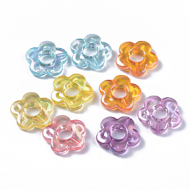 Transparent Acrylic Bead Frames, AB Color Plated, Flower