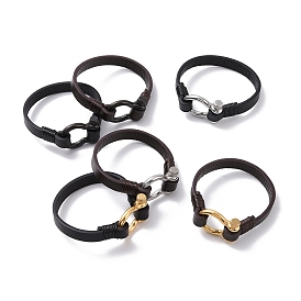 Bracelets cordon microfibre, bracelets de style gothique pour hommes femmes, avec fermoirs à manille en acier inoxydable