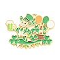 Saint Patrick's Day Alloy Enamel Pendants, Light Gold, Hat/Beer Cup/Clover/Human/Shoes Charm