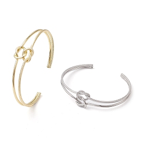Brass Wire Wrap Knot Cuff Bangles, Long-Lasting Plated, Lead Free & Cadmium Free