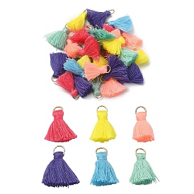 30Pcs 6 Colors Polycotton(Polyester Cotton) Tassel Pendant Decorations, with Iron Findings