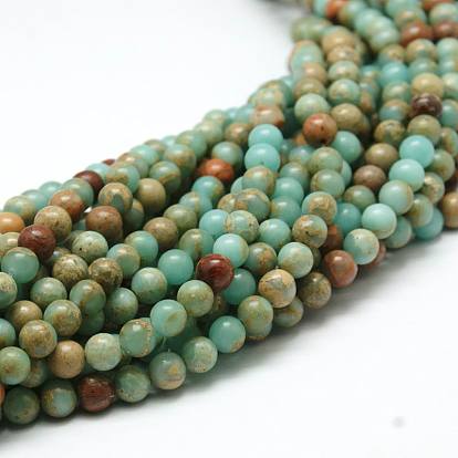 Round Synthetic Aqua Terra Jasper Beads Strands, Dyed