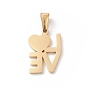 Valentine's Day 304 Stainless Steel Pendants, Laser Cut, Word I LOVE YOU Charms