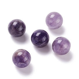 Natural Amethyst Beads, No Hole/Undrilled, for Wire Wrapped Pendant Making, Round