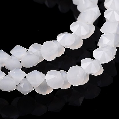 Forme de diamant rangées de perles de jade imitation de verre, 4x4mm, Trou: 0.5mm, Environ 150 pcs/chapelet, 12.9 pouce