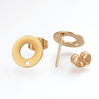 304 Stainless Steel Stud Earring Findings, Ear Nuts/Earring Backs, Ring/Circle