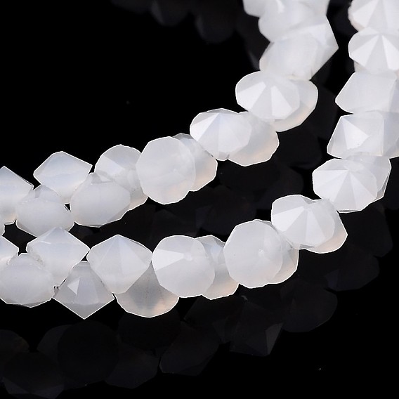 Diamond Shape Imitation Jade Glass Bead Strands, 4x4mm, Hole: 0.5mm, about 150pcs/strand, 12.9 inch