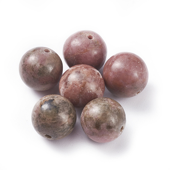 Perles naturelles de rhodonite, ronde