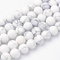 Natural Howlite Bead Strands, Round, Frosted