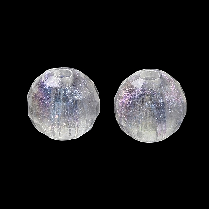 Perles acryliques transparentes, avec des paillettes, facette, ronde