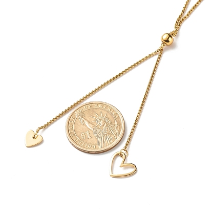 Сердце лариат ожерелье для девочек женщин, 304 колье из венецианских цепей/коробчатых цепочек из нержавеющей стали