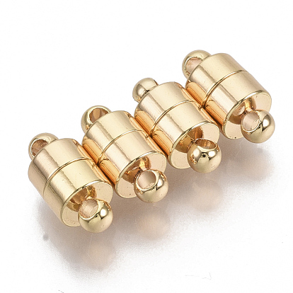 Brass Magnetic Clasps with Loops, Nickel Free, Column
