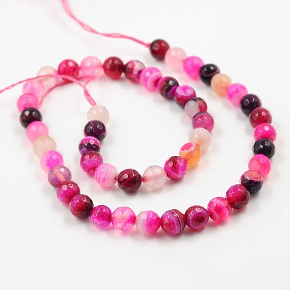 Perles en agate à rayures naturelles teintées / perles en agate cerclée à facettes, 8mm, Trou: 1mm, Environ 48 pcs/chapelet, 15.4 pouce