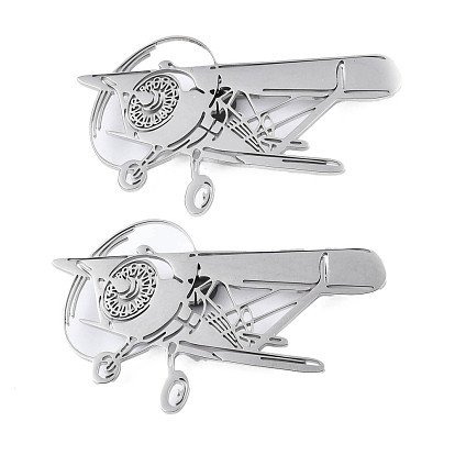 201 Stainless Steel Plane Lapel Pin, Creative Badge for Backpack Clothes, Nickel Free & Lead Free
