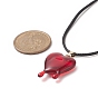 Resin Melting Heart Peandant Necklace with Waxed Cord for Women