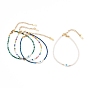 Imitation Jade Glass Beaded Bracelets, with Evil Eye Natural White Shell Beads, Golden