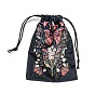 Butterfly Print Velvet Storage Bags, Drawstring Pouches Tarot Card Packaging Bag, Rectangle
