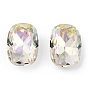 K 9 cabujones de diamantes de imitación de cristal, puntiagudo espalda y dorso plateado, facetados, Rectángulo