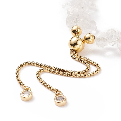Puces de pierres précieuses naturelles et bracelet coulissant perlé pour femme, or