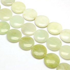 Naturelles plates rondes Xiuyan jade perles brins, 25x7mm, Trou: 1mm, Environ 16 pcs/chapelet, 15.74 pouce