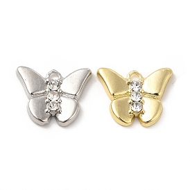 Rack Plating Alloy Rhinestone Charms, Cadmium Free & Lead Free, Butterfly