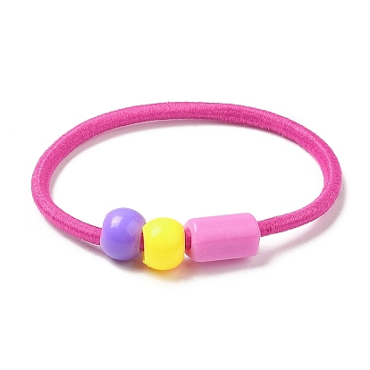 Colorful Nylon Elastic Hair Ties for Girls Kids, with Plastic Beads