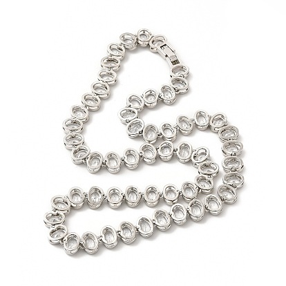 Ожерелье с овальной цепочкой из прозрачного кубического циркония, стеллаж для латунных украшений для женщин, без кадмия и без свинца