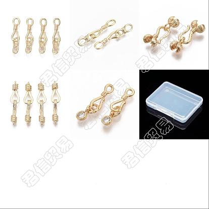 PandaHall Elite 10 Sets 5 Style Brass Hook and S-Hook Clasps