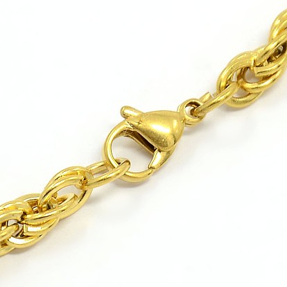 Fabrication de bracelets en chaîne de corde en acier inoxydable à la mode 304, avec fermoir pince de homard, 8-1/8 pouces (205 mm), 5mm