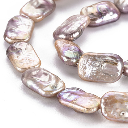 Natural Keshi Pearl Beads Strands, Cultured Freshwater Pearl, Rectangle