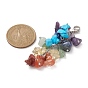 Décorations de pendentif en perles de puces de pierres précieuses mélangées naturelles et synthétiques chakra, 304 inox homard fermoirs pince