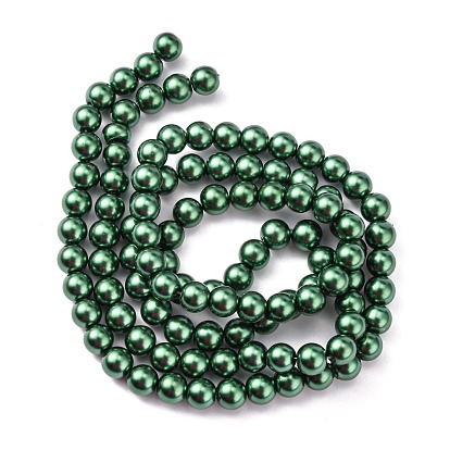 Cuisson peint perles de verre nacrées brins de perles rondes, 8~9mm, Trou: 1mm, Environ 105 pcs/chapelet, 31.4 pouce