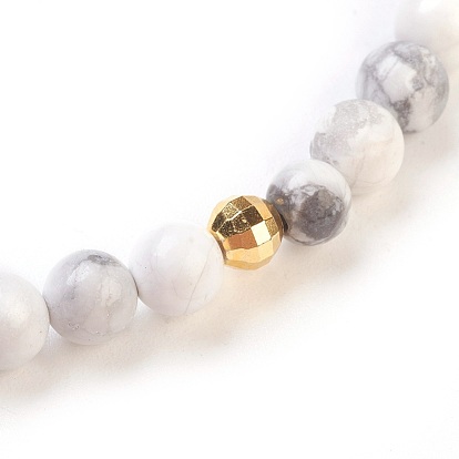 Ensembles de bracelets extensibles avec pierres précieuses naturelles / synthétiques, avec 925 perles d'espacement en argent sterling, ronde