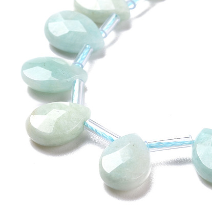 Natural Amazonite Beads Strands, Top Drilled Beads, Faceted, Teardrop