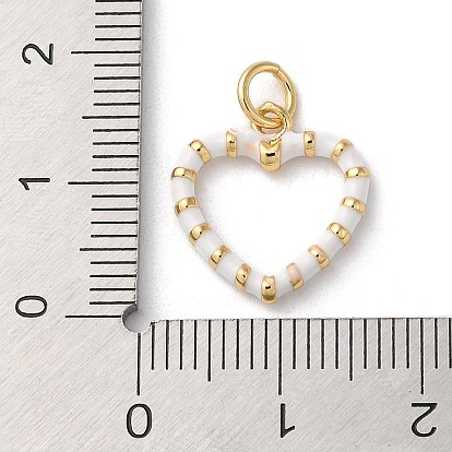 Brass Enamel Pendants, with Jump Ring, Long-Lasting Plated, Lead Free & Cadmium Free, Real 18K Gold Plated, Heart Charm