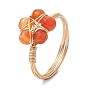4 piezas 4 anillos de dedo de estrella de piedras preciosas mixtas naturales de estilo, conjunto de anillos de envoltura de alambre de latón