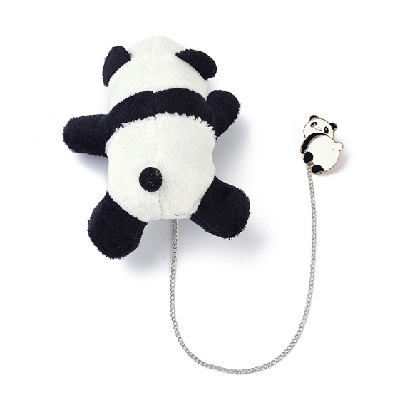 Cartoon Panda Enamel Pin, Panda Non Woven Fabric Brooch with Safety Chain