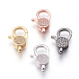 Brass Micro Pave Cubic Zirconia Lobster Claw Clasps, Clear