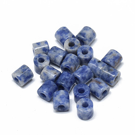 Perles de jaspe tache bleue naturelle, colonne
