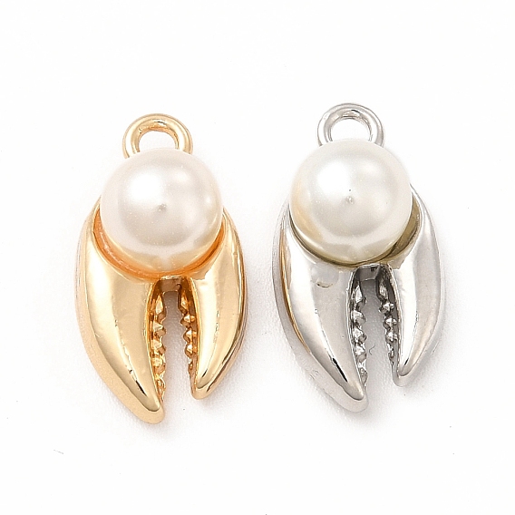Colgantes de perlas de imitación de plástico abs, con fornituras de aleación, encanto del diente
