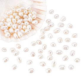 Perles de perle à grand trou pandahall elite, perles en vrac de perles de culture d'eau douce naturelles, ovale