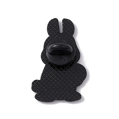 Pasador de esmalte de conejo tema de Pascua, Broche de animal de aleación negra de electroforesis para ropa de mochila