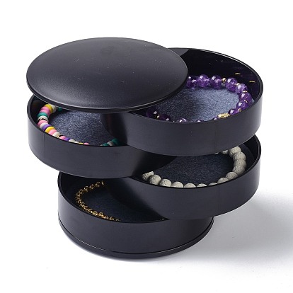 4-plateau de bijoux de voyage rotatif à couches, organisateur de bijoux avec feutre, pour bracelets bagues bracelets