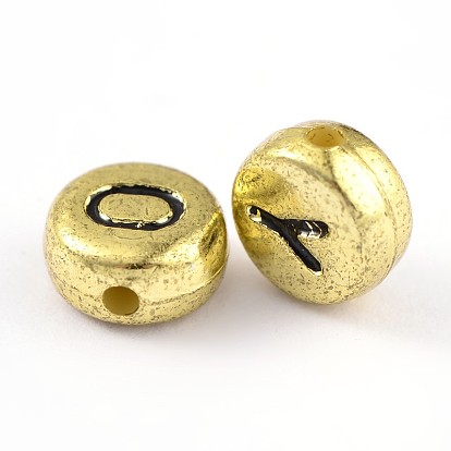 Perles de lettre de trou horizontal acrylique, mélange de lettres de A à Z, plat rond, 7x4mm, Trou: 0.5mm