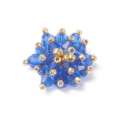 Cabochons de perles de verre, avec des résultats de tamis en fer doré, fleur