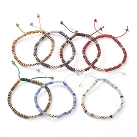 Natural Mixed Gemstone Braided Bead Bracelets, with Nylon Cord and Non-magnetic Synthetic Hematite Beads