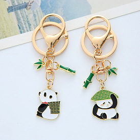 Joli porte-clés panda avec style chinois traditionnel, design créatif et minimaliste pour les sacs à dos, voitures et cadeaux.