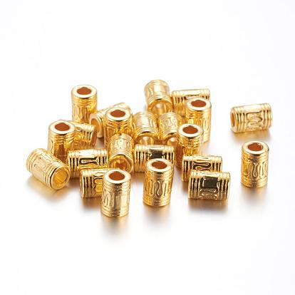 Tibetan Style Alloy Beads, Lead Free and Cadmium Free, Column, about 7mm in diameter, 10mm long, Hole: 4mm