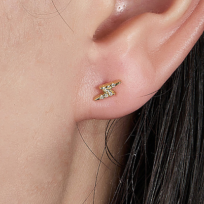 Boucles d'oreilles à tige en argent sterling avec micro pavé de zircones cubiques, éclair